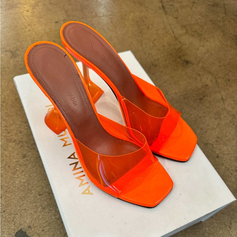 Amina Muaddi
Lupita Glass Heel
Like New 
Worn Once